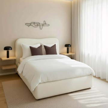 Mebel Elite Ліжко 140x200 Bristol з ящиком для речей, кремове, з тканини букле, ME.BRISTOL/140/KR/TB/LOZZPOJ - Home Club