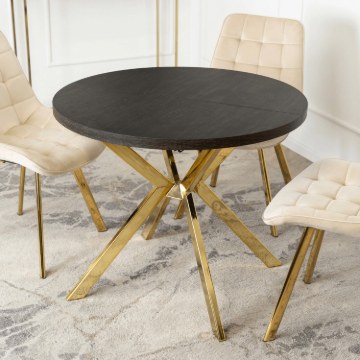Mebel Elite Стіл Lugo, розкладний, 90–190 см, чорний/золотий, ME.LUGO/CZ/ZL/S - Home Club