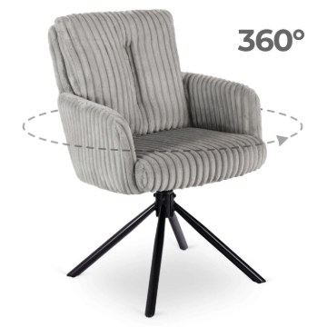 Mebel Elite Вращающееся кресло для гостиной June, серое, из вельвета, ME.JUNE/P/SZTR/K - Home Club
