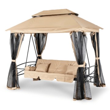 Mebel Elite Садовая качель Carmen, бежево-черная, ME.CARMEN/BZ/T/OGR/HUS - Home Club