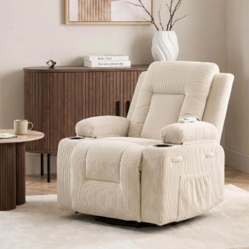 Mebel Elite Раскладной массажный кресло Box, бежевое, из вельвета, ME.BOX2/BZ/SZTR/FW - Home Club