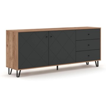 Mebel Elite Комод Bacardi 183 см, дуб Craft Tobacco/графит, W.BILBAO/BL6/DC/GRAF/KOM2D3S - Home Club