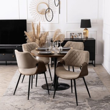 Mebel Elite Стул Dakota, бежевый/орех, велюр, ME.DAKOTA/BZ/O/V/K - Home Club
