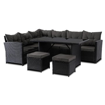 Mebel Elite Комплект садових меблів Dallas, чорний/темно-сірий, ME.DALLAS/CZ/RT/OGR/ZES - Home Club