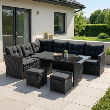 Mebel Elite Комплект садових меблів Dallas, чорний/темно-сірий, ME.DALLAS/CZ/RT/OGR/ZES - Home Club