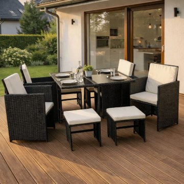 Mebel Elite Набор садовой мебели Bonito, черный/кремовый, ME.BONITO/CZ/RT/OGR/ZES - Home Club