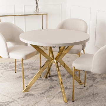 Mebel Elite Стол Lugo, раскладной, 90–190 см, цвет «Кашмир»/«Золотой», ME.LUGO/KASZ/ZL/S - Home Club