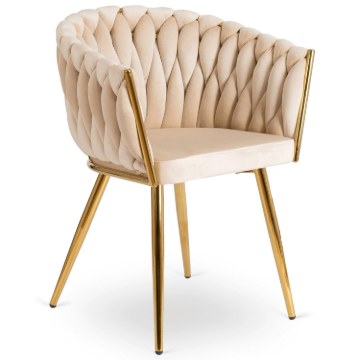 Mebel Elite Стул Capi кремового цвета, плетеный, велюровый, ME.CAPI/KR/ZL/V/K - Home Club