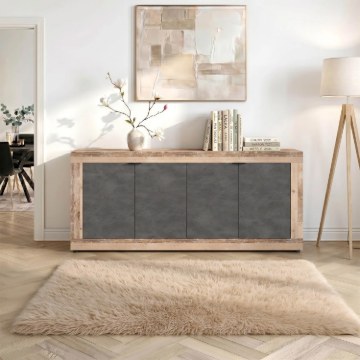 Mebel Elite Комод Blago 180 см, черный/необработанный дуб, W.LUNEA/OSL/MA/KOM4D - Home Club