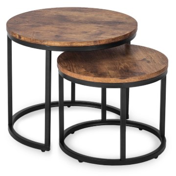 Mebel Elite Набор столиков Figo из дуба в стиле рустик, ME.FIGO/DRU/CZ/L - Home Club
