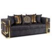 Mebel Elite Диван Pallazo 3S, трёхместный, чёрно-золотой, ME.PALLAZO3S/CZ/ZL/V/SOF - Home Club, изображение 3