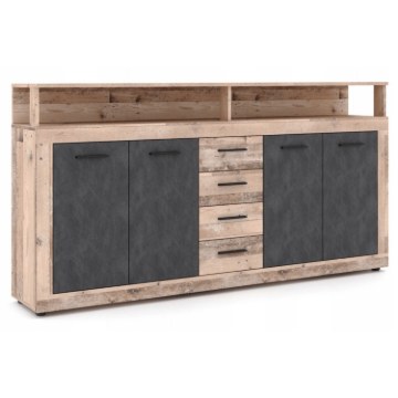 Mebel Elite Комод Blago 190 см, натуральный дуб/чёрный, W.LUNA/OSL/MA/KOM4D4S - Home Club