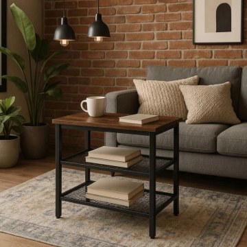 Mebel Elite Кофейный столик Carter 60 см, дуб в стиле рустик/чёрный, ME.CARTER/DRU/CZ/REG - Home Club
