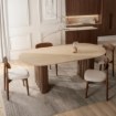 Mebel Elite Стіл Dario, овальний, 200 см, травертин/горіх, ME.DARIO/TRAW/O/S - Home Club