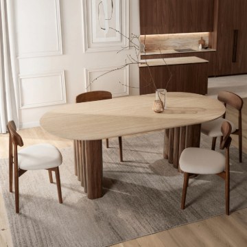 Mebel Elite Стіл Dario, овальний, 200 см, травертин/горіх, ME.DARIO/TRAW/O/S - Home Club