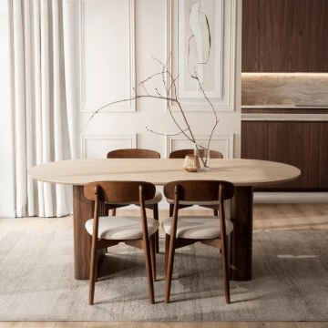 Mebel Elite Стіл Dario, овальний, 200 см, травертин/горіх, ME.DARIO/TRAW/O/S - Home Club