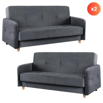 Mebel Elite Набор из 2 диванов-кроватей Cuba серого цвета, PPHUE.BALI/PAROS6/Z2/WER - Home Club