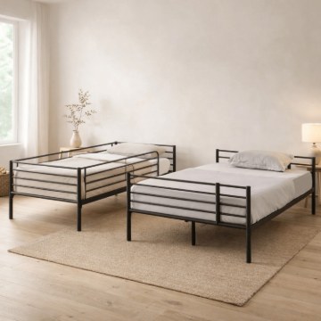 Mebel Elite Двухъярусная кровать Tres 90x200 для подростков, черная, 2-в-1, ME.TRES/90/120/CZ/LOZP - Home Club