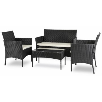 Mebel Elite Комплект садових меблів Missisipi, чорний/бежевий, ME.MISSISIPI/CZ/RT/OGR/ZES - Home Club