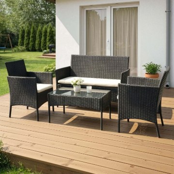 Mebel Elite Комплект садових меблів Missisipi, чорний/бежевий, ME.MISSISIPI/CZ/RT/OGR/ZES - Home Club