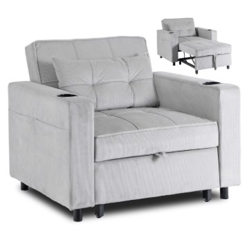 Mebel Elite Раскладной кресло Solor, серый, из вельвета, ME.SOLOR/P/CZ/SZTR/FW - Home Club