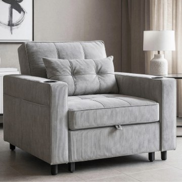 Mebel Elite Раскладной кресло Solor, серый, из вельвета, ME.SOLOR/P/CZ/SZTR/FW - Home Club