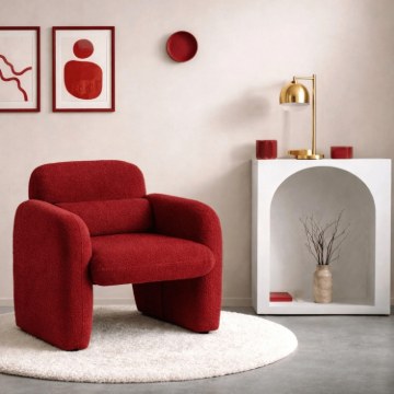 Mebel Elite Кресло для отдыха Togo бордового цвета из ткани «букле», ME.TOGO/BOR/TB/FW - Home Club