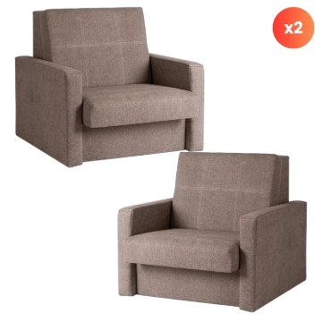 Mebel Elite Набор из 2 одноместных кресел-кроватей Milan 1, бежевого цвета, PPHUE.MAJA1/POLARIS4/Z2/FW - Home Club