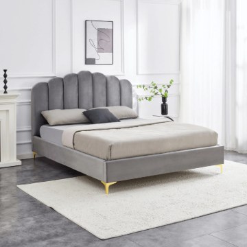 Mebel Elite Ліжко 160x200 Gemini, сіре, велюрове, ME.GEMINI/160/P/V/LOZ - Home Club