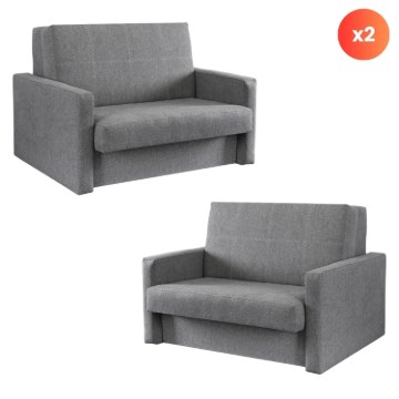 Mebel Elite Комплект из 2 двухместных кресел-кроватей Milan 2, серый, PPHUE.MAJA2/POLARIS19/Z2/FW - Home Club