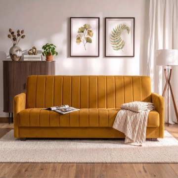Mebel Elite Раскладной диван Porto, горчичного цвета, велюровый, PPHUE.PIEER/KRONOS1/WER - Home Club