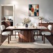 Mebel Elite Стол Lizbona, керамический, раскладной, 160–200 см, белый мрамор/орех, ME.LIZBONA/BM/O/CER/S160-200 - Home Club, изображение 3