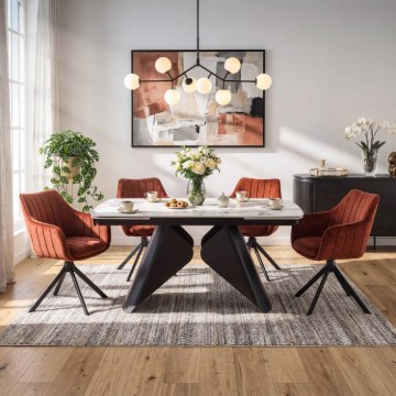 Mebel Elite Стіл Verona, керамічний, розкладний, 160–240 см, білий мармур/чорний, ME.VERONA/B/CZ/CER/S160-220 - Home Club