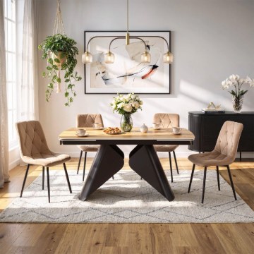 Mebel Elite Стіл Verona, керамічний, розкладний, 160–240 см, дуб/чорний, ME.VERONA/D/CZ/CER/S160-220 - Home Club