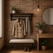 Mebel Elite Вішалка для передпокою Jace 80 см з поличкою, дуб у стилі рустик/чорний, ME.JACE/DRU/CZ/WIE - Home Club, Зображення 2