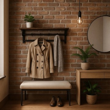 Mebel Elite Вішалка для передпокою Jace 80 см з поличкою, дуб у стилі рустик/чорний, ME.JACE/DRU/CZ/WIE - Home Club