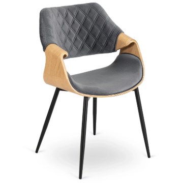 Mebel Elite Стул Dakota, серый/золотой дуб, велюровый, ME.DAKOTA/P/D/V/K - Home Club