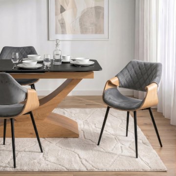 Mebel Elite Стул Dakota, серый/золотой дуб, велюровый, ME.DAKOTA/P/D/V/K - Home Club