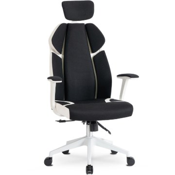 Mebel Elite Ергономічне офісне обертове крісло Duncan, чорне/біле, ME.DUNCAN/CZ/T/FO - Home Club