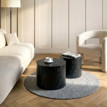 Mebel Elite Набор столиков Leila «Чёрный мрамор», ME.LEILA/CZM/L - Home Club