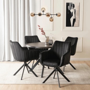 Mebel Elite Комплект: стіл Lukas 100–250 см, чорний, та 4 стільці Mumbai 2, чорні, LUKAS/CZ/S/MUMBAI/CZ/V/Z4/K - Home Club