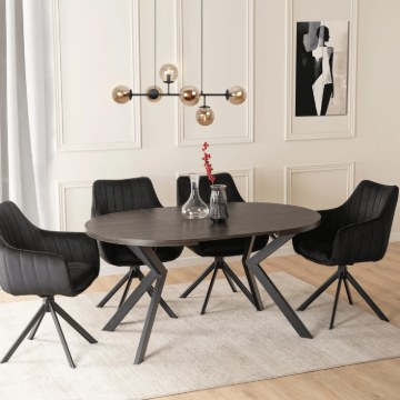 Mebel Elite Комплект: стіл Lukas 100–250 см, чорний, та 4 стільці Mumbai 2, чорні, LUKAS/CZ/S/MUMBAI/CZ/V/Z4/K - Home Club