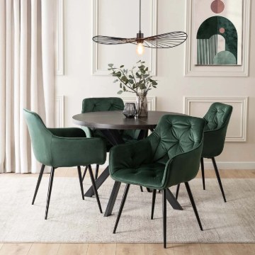 Mebel Elite Комплект: стіл Lukas 100–250 см, чорний, та 4 стільці Modesto, зелені, LUKAS/CZ/S/MODESTO/Z/CZ/V/Z4/K - Home Club