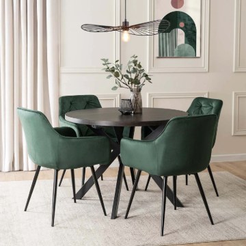 Mebel Elite Комплект: стіл Lukas 100–250 см, чорний, та 4 стільці Modesto, зелені, LUKAS/CZ/S/MODESTO/Z/CZ/V/Z4/K - Home Club