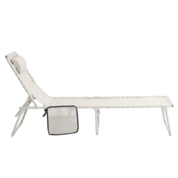 Garden Line Шезлонг / складная садовая кровать 190 × 58 × 30 см с карманом и подголовником, светло-серого цвета, LEZ8473 - Home Club