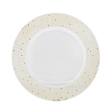 BackHome Living Кругла Підтарілка 33 × 33 × 1,5 См, Прозора, З Золотими Краплями, VEN0539 - Home Club