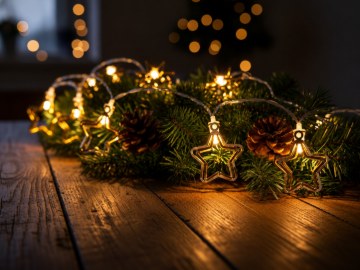 Chomik Світловий Ланцюг Led Золотий Металевий - Зірка 3D 10L На Батареях, LED4109 - Home Club