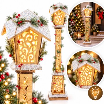 Chomik Святкова Дерев'яна Ліхтаря Бронзова Led 18 x 18 x 100 См, DEL5256 - Home Club