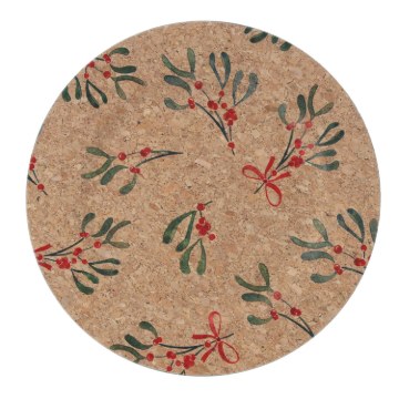 Chomik Круглая подставка 33 x 33 x 1,5 см из пробки в виде омелы, VEN7762 - Home Club