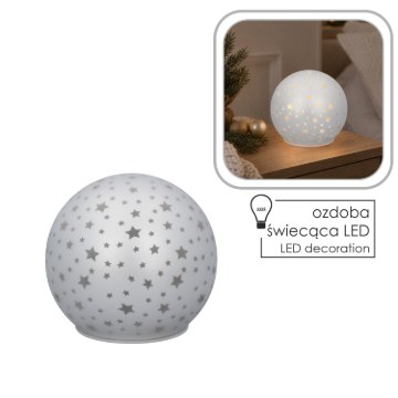 Chomik Скляна Гірлянда - Біла З Зірками Led 12 x 11 См, BOZ1839 - Home Club